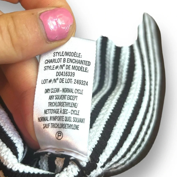 THEORY Charlot B Enchanted bandage mini skirt black white striped size Small Y2K - Picture 8 of 8